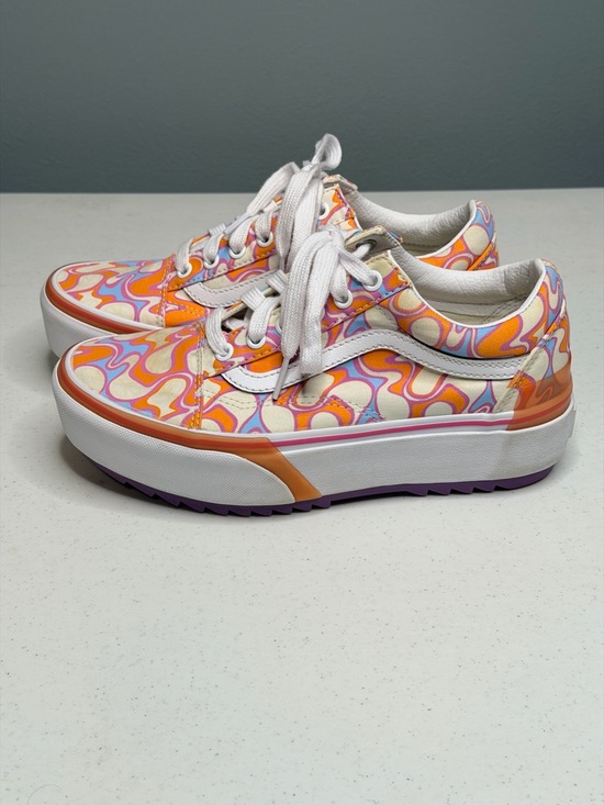 Vans Shoes - Vans Platform Lace-Up Sneakers in Orange, Pink, Cream Swirl